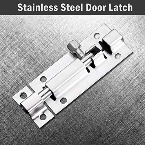 MUMA Door Latch Sliding Lock Stainless Steel Door Latches For Bathroom Toilet Window Furniture Pet Gate Lock 3/4 Color : Square, Size : 4 inch with Screws 